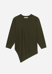 Draped Knit Top in Fine Cashmere - Olive - CO Collections